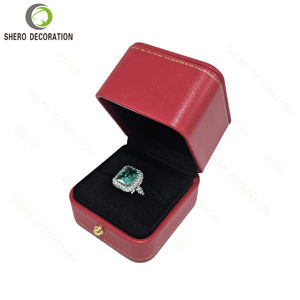 Boîte à bijoux de luxe en cuir rouge sur mesure de l'usine OEM, boîte à bijoux de marque pour bagues, bracelets, joncs, boucles d'oreilles, emballage de marque - Product Image 2