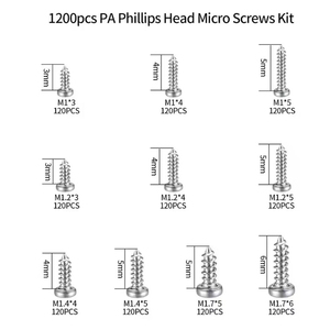 OKYN260305-51 1200PCS <b>Mini</b> Cross Head Screws Assortment Kit with Plastic <b>Storage</b> <b>Box</b> - Product Image 5