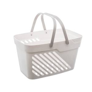 Panier de rangement pour salle de bain, panier rectangulaire portable pour la salle de bain et la buanderie, couleur blanche - Product Image 1