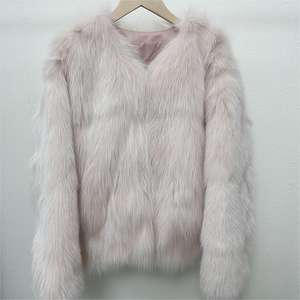 カスタム卸売フォックスファージャケットコート ニット女性用リアルフォックスファー冬コート カスタム冬レディースファーコート - Product Image 2