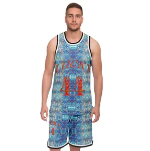 China Supplier Basketball Uniform Sets Wholesale Custom Blue Marble Exclusive Design Training Team Wear Basketball Jersey Suit