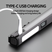 Linterna LED Recargable XTE con Zoom, Material de Aleación de Aluminio, USB, 300m de Alcance, Impermeable, con Clip, Imán y Pantalla Digital de Energía