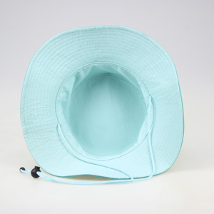 Marque privée brodée personnalisée Chapeau seau à large bord Protection solaire unie Casquette de pêcheur avec ficelle - Product Image 4