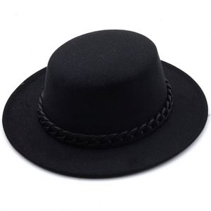 In Stock <b>Cheap</b> Price 100% Wool Felt Women Fedora Felt Hat Wide Brim Fedora Hats With <b>Chain</b> - Product Image 6