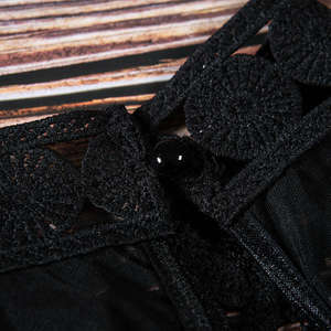 Camicia di <span class=keywords><strong>pizzo</strong></span> nero a collo alto a manica lunga da donna personalizzata - Product Image 5