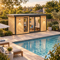 Maisonnette de piscine préfabriquée pour se changer et se détendre, rétrocadeau moderne au bord de la piscine avec extérieur résistant aux intempéries et entretien facile
