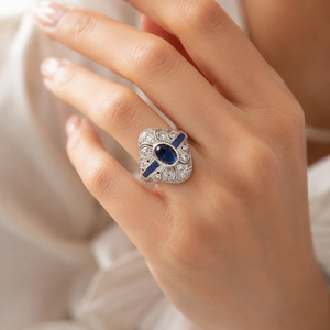 Anello Blu da Donna Stile Vintage Design Palazzo Accessorio per Dito da Indossare Ogni Giorno - Product Image 2