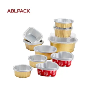 Barquettes rondes en aluminium jetables pour tiramisu, petites, en plastique, OEM, avec fond en aluminium scellé, pour tarte, pizza - Product Image 1