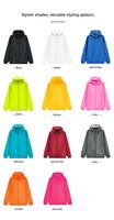 Veste de protection solaire à capuche 100% polyester UPF50+ imperméable, légère, pour le cyclisme en plein air, avec poche de rangement