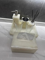 SAIDKOCC Großhandel White Jade/Onyx Marmor Effekt Flasche Dusch sets Badezimmer Flüssige Hands eifen flasche