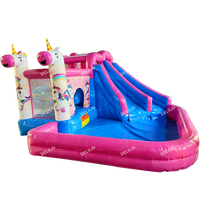 Château gonflable commercial pour enfants, combinaison toboggan aquatique et trampoline en PVC écologique, certifié CE, avec souffleur, capacité 100-500 kg