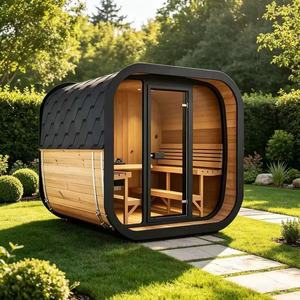 Sauna Exterior de Madera de Hemlock con Calefacción de Piedra Volcánica de 4000W, Bluetooth Inteligente, para Uso Familiar y en Hoteles - Product Image 1