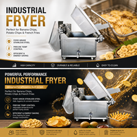 Machine de friture automatique à agitation, Friteuse industrielle à cuve ronde pour chips de plantain, de manioc et de pommes de terre