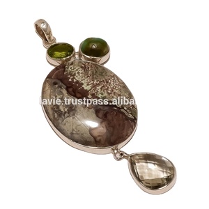 Colgantes de plata de ley 925 con múltiples piedras preciosas, joyería india, fabricante, venta al por mayor - Product Image 1