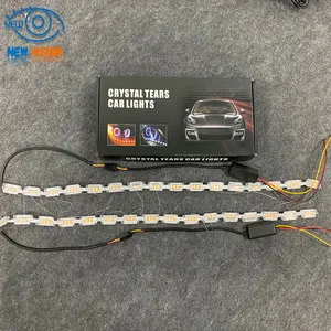 אוניברסלי עיני מלאך אור רצועת led drl מלאך מדמיע עיניים קריסטל ריצה מים לבן וצהוב עם תור