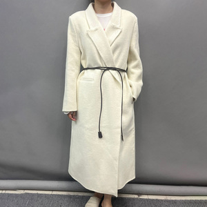 2025 dame nouvelle mode longue laine pardessus revers couleur unie haute qualité hiver femmes cachemire laine manteau avec <span class=keywords><strong>ceinture</strong></span> en cuir - Product Image 4