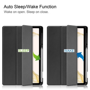Funda Protectora de Material PU Ligera y Resistente a los Arañazos, Plegable en Tres Partes, para <span class=keywords><strong>Samsung</strong></span> <span class=keywords><strong>Tab</strong></span> <span class=keywords><strong>S7</strong></span> y S8 de 11 Pulgadas con Soporte para Lápiz - Product Image 3