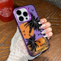 Nouvelle coque de téléphone souple en TPU avec logo et images personnalisées, motif palmiers au coucher du soleil, prix de gros pour iPhone 17 16 15 14 13 12 ProMax Plus