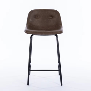 ZY-8082 Sgabelli da Bar Alti in Pelle Marrone con Gambe in Metallo e Poggiapiedi, Vendita all'Ingrosso di Fabbrica - Product Image 2