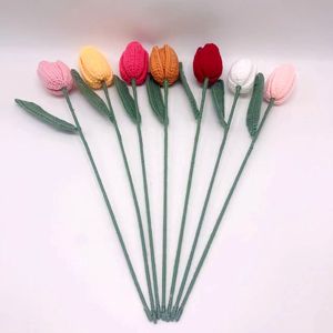 <span class=keywords><strong>Ramo</strong></span> de Tulipanes Inmortales de Lana Hechos a Mano 2025, Gerbera Abierta, Flores Preservadas para Boda, Navidad, Pascua - Product Image 3
