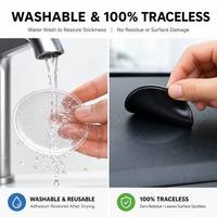 Support adhésif transparent noir de 80 mm de diamètre, amovible, lavable et réutilisable, pour tableau de bord, meubles, cuisine