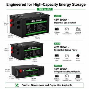 Batterie LiFePO4 51,2 V 100 Ah avec BMS intégré pour stockage d'énergie solaire et chariots de golf, 5120 Wh, 800 cycles - Product Image 2