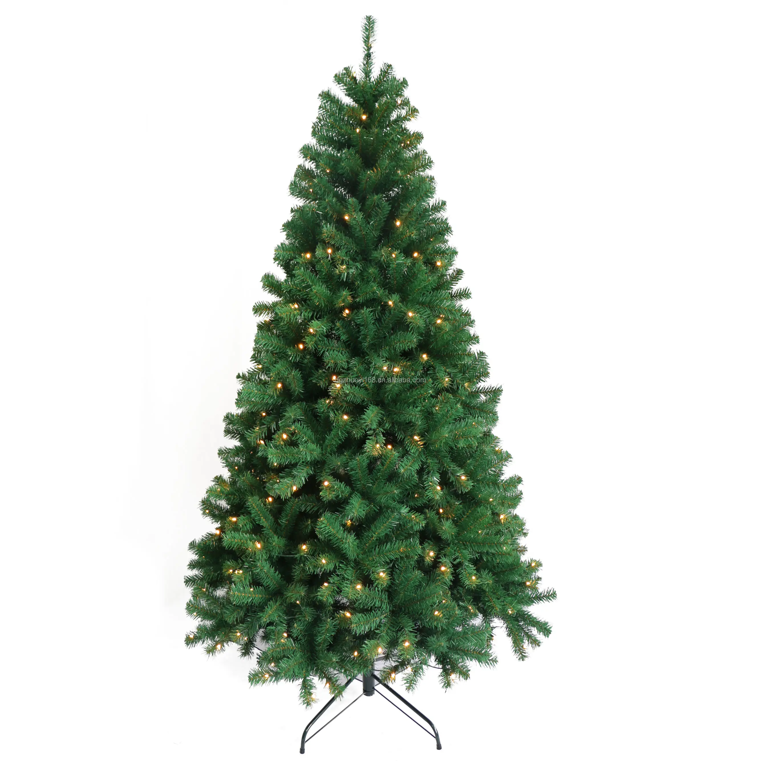 Árbol de Navidad iluminado verde artificial de 4 pies 5 pies 6 pies 7 pies 8 pies con luces LED blancas cálidas arnol de Navidad