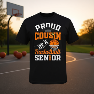 T-shirt de remise de diplôme 2025 pour les seniors de basketball – Design « Cousin fier » - Product Image 3