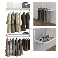Porte-vêtements suspendu moderne à un seul niveau pour gain de place, idéal pour salle de bain, salon, buanderie – Rangement DIY pour vêtements, pantalons et chaussures