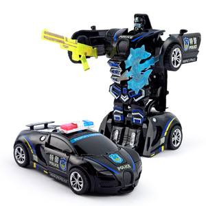 Jouet robot voiture de police transformable blanc bleu jaune en plastique pour enfants de 5 à 7 ans unisexe - Product Image 6