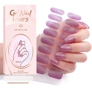 16 pièces de bandes de vernis à ongles <span class=keywords><strong>semi</strong></span>-durcis en gel, rose clair fraise, autocollantes, enveloppantes, pour nail art, imperméables - Product Image 3