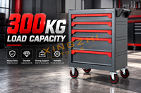 Chariot de rangement pour outils en acier Q235 avec plan de travail en PP et couvercle en acier inoxydable 201, capacité de 300 kg