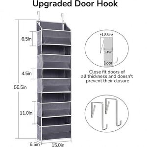 Modern Overdoor Fabric Hanging Organizer With Metal Hook <b>Foldable</b> Design for Magazine and Toy Organization - Product Image 2