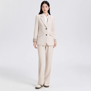 Women's Long Sleeve Suit Set Solid Color Polyester Anti-Wrinkle Slim Fit Formal Workwear for Office and Interviews - Product Image 4