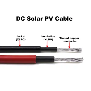 Cross Linking PNTECH 1500V DC Single Core H1Z2Z2-K 1x6mm2 Electric Copper Wire Solar Pv Cable