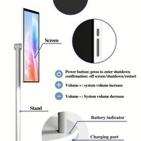 ZhengFeng LCD LED HDTV Portabel 32 inci Smart Android 10 Layar Sentuh Full HD 1080P 60Hz Putih dengan Roda dan Antarmuka USB