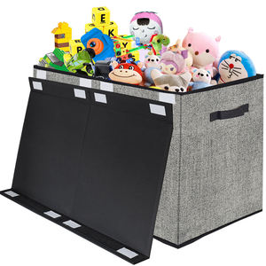 Caja de Juguetes Gris con Tapa Abatible, Plegable, para Niños, para Organización del Hogar, con Patrón de Espiga, Caja de Almacenamiento de Ropa - Product Image 3