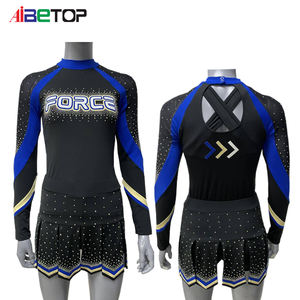 Uniformes de porristas de manga larga con diamantes de imitación para mujeres y niñas, <span class=keywords><strong>disfraz</strong></span> de <span class=keywords><strong>animadora</strong></span> con mangas para la temporada de <span class=keywords><strong>invierno</strong></span> - Product Image 1