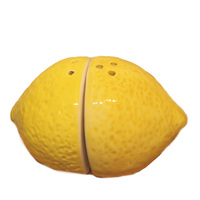 Adorable ensemble de salière et poivrière en céramique en forme de citron jaune, petit modèle
