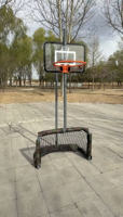 Support de basketball et but de football 2-en-1 robuste, réglable, mobile et portable, avec panier détachable et panneau de rebond incassable pour l'entraînement
