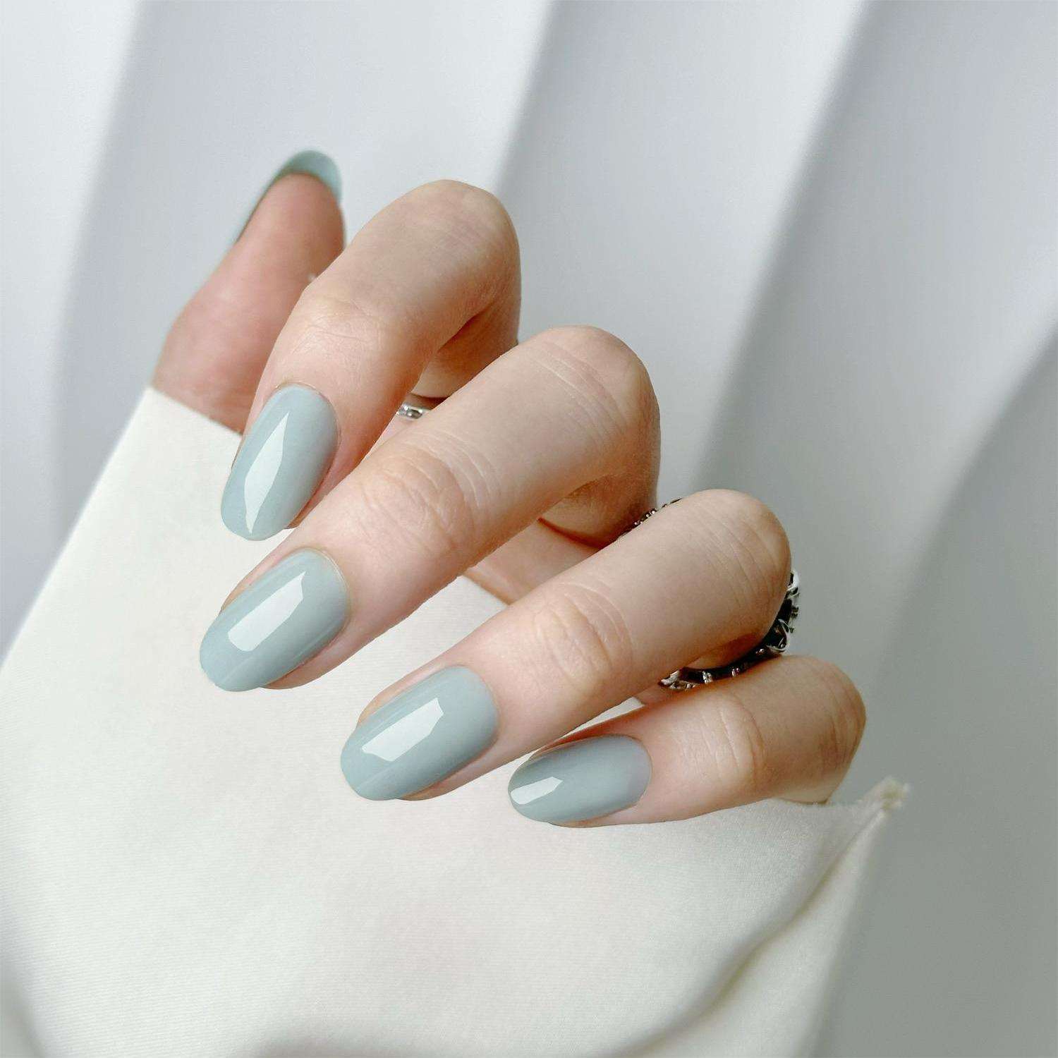 AIERFEI Private Label Manufacturer Solid Color Press on Nails Oval Shape Fake Nails Wholesale False Nails