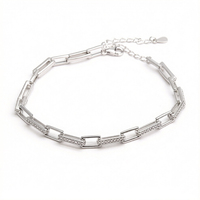 Bracelet en argent sterling 925 à maillons géométriques en forme de trombone, micro-pavé de zircon, chaîne réglable, bijou quotidien pour femme, cadeau