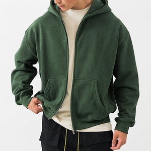 Vintage printemps Streetwear lourd fermeture éclair à capuche personnalisé strass surdimensionné à capuche Ubisex 500 Gsm Boxy fermeture éclair à capuche hommes - Product Image 5