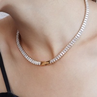 Collier ras du cou Gogem Haute Couture de haute qualité avec zircon complet, en acier inoxydable chirurgical, pour gala
