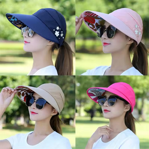 Chapeau de soleil d'été pliable avec perles, visière large pour têtes généreuses, chapeau de plage anti-UV - Product Image 5