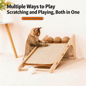 Rascador para Gatos de Sisal, Diseño <span class=keywords><strong>Vertical</strong></span> en Forma de L, Madera Maciza Resistente al Desgaste, <span class=keywords><strong>Desmontable</strong></span>, Juguete Simple - Product Image 2
