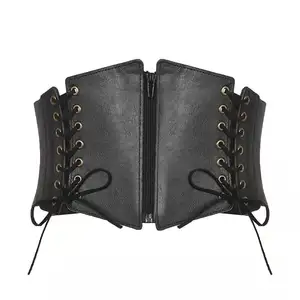 Style européen et américain nouveau design fermeture éclair corset décoré robe polyvalente ceinture extensible en cuir