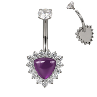 GZN Ensemble de lunette en titane Top CZ avec triangle pierre naturelle Centre Fleur Anneau de nombril Anneau de nombril