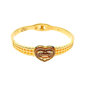 Fashion Bangle 316L Stainless Steel PVD Gold Plating Heart Design <b>For</b> <b>Women</b> Jewelry - Product Image 2