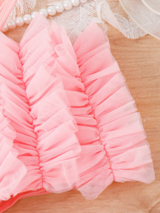 2024HO été enfants filles belle couleur unie maille dentelle hauts à licou Shorts 2 pièces ensemble vêtements décontractés enfants mode caillot - Product Image 3